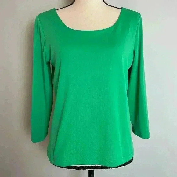 Nina McLemore Global Knit 3/4 Sleeve Ballet Top NWOT Sz L - Picture 1 of 8